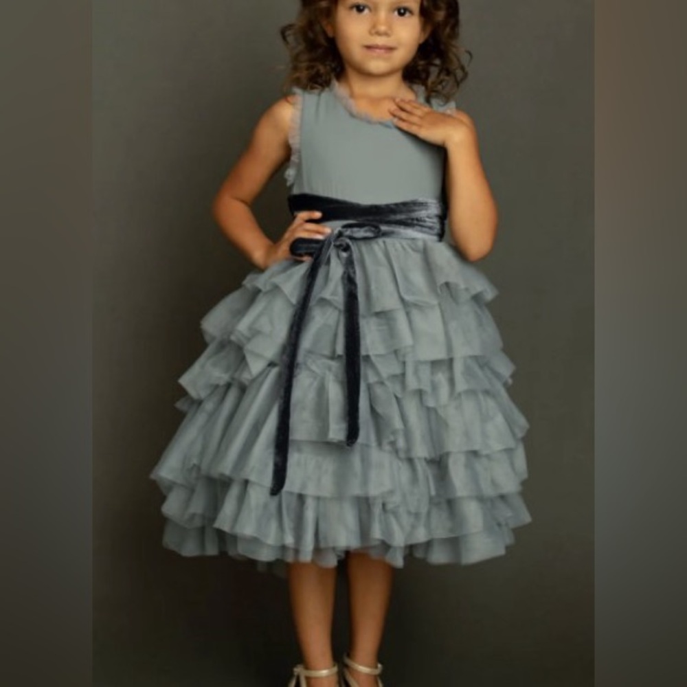 Joyfolie geneva petticoat dress in dusty blue